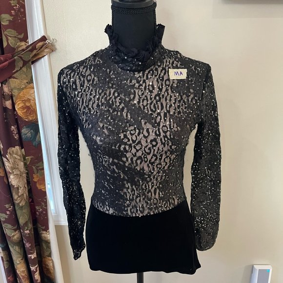 Black Lace Sparkle One piece Jazz/Musical Theater/Tap/Acro Costume - Picture 5 of 5